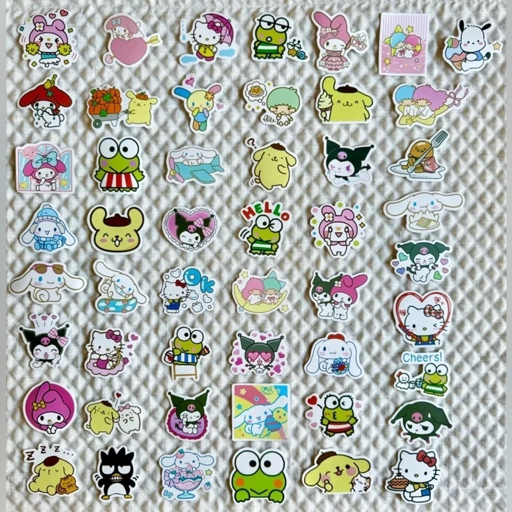 New Sanrio Hello Kitty & Friends Kawaii Waterproof Stickers Set of 50 - 2” x 2”